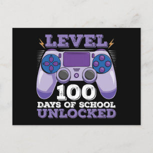 Level 100 Days Of School Unlocked Gamer Gaming Postcard