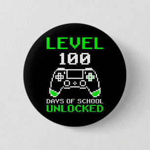 Level 100 Days Of School Unlocked Gamer Video Game 6 Cm Round Badge