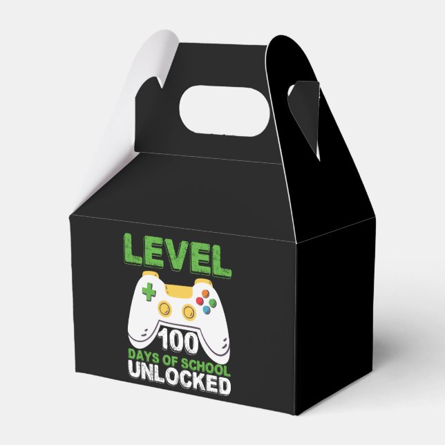 Level 100 Days Of School Unlocked Gamer Video Game Favour Box (Front Side)