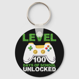 Level 100 Days Of School Unlocked Gamer Video Game Key Ring