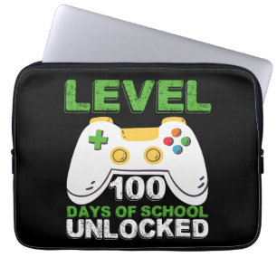 Level 100 Days Of School Unlocked Gamer Video Game Laptop Sleeve