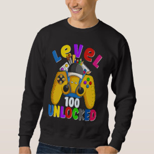 Level 100 Days Of School Unlocked Gamer Video Game Sweatshirt
