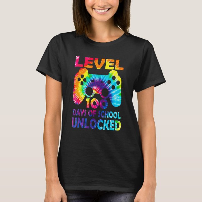 Level 100 Days Of School Unlocked Gamer Video Game T-Shirt (Front)