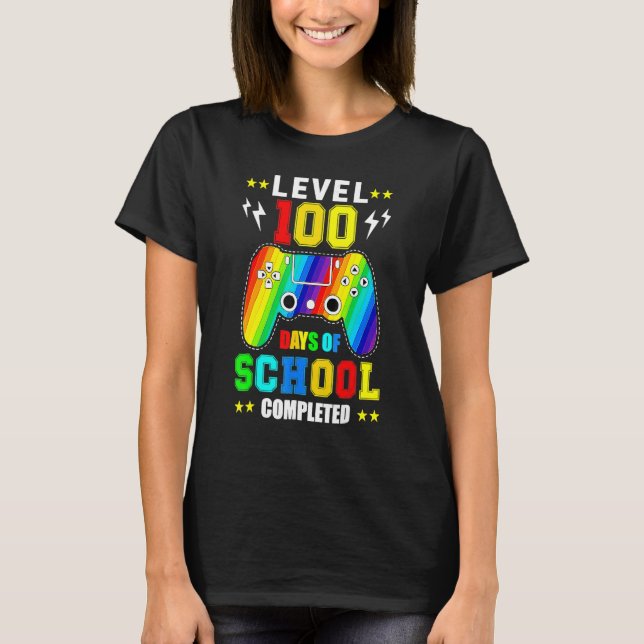 Level 100 Days Of School Unlocked Gamer Video Game T-Shirt (Front)