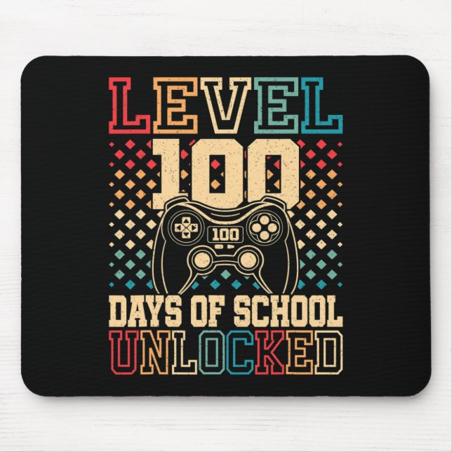Level 100 Days Of School Unlocked Gaming 100th Day Mouse Pad (Front)