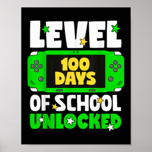 Level 100 Days Of School Unlocked Gaming Boys 100t Poster