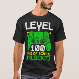Level 100 Days Of School Unlocked Gaming Boys 100t T-Shirt