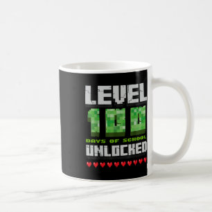 Level 100 Days Of School Unlocked Gaming Pixel 100 Coffee Mug