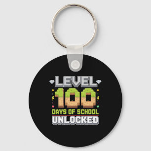 Level 100 Days Of School Unlocked Gaming Pixel 100 Key Ring