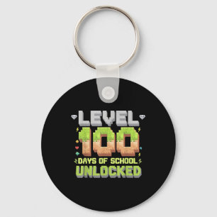 Level 100 Days Of School Unlocked Gaming Pixel 100 Key Ring