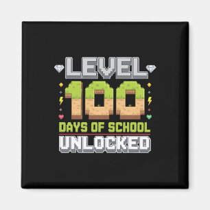 Level 100 Days Of School Unlocked Gaming Pixel 100 Magnet