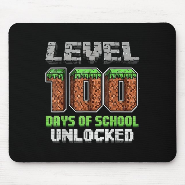 Level 100 Days Of School Unlocked Pixel Video Game Mouse Pad (Front)