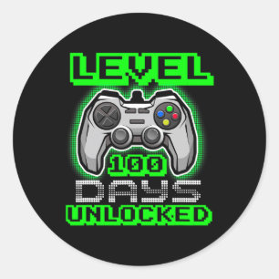 Level 100 Days Of School Unlocked Video Game Boys Classic Round Sticker