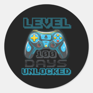 Level 100 Days Of School Unlocked Video Game Boys  Classic Round Sticker