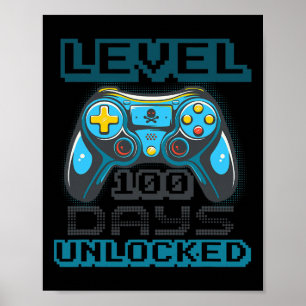 Level 100 Days Of School Unlocked Video Game Boys Poster