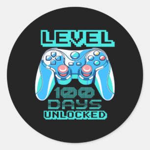 Level 100 Days Of School Unlocked Video Game Contr Classic Round Sticker