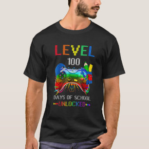 Level 100 Days Of School Unlocked Video Game Gamer T-Shirt