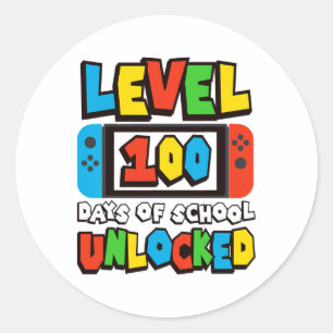 Level 100 Days Of School Unlocked Video Games Boys Classic Round Sticker