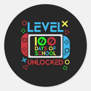 Level 100 Days Of School Unlocked Video Games Boys Classic Round Sticker