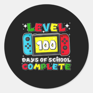 Level 100 Days Of School Unlocked Video Games Boys Classic Round Sticker