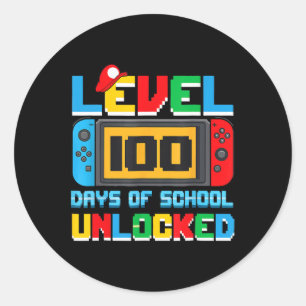 Level 100 Days Of School Unlocked Video Games Boys Classic Round Sticker