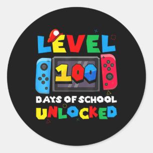 Level 100 Days Of School Unlocked Video Games Boys Classic Round Sticker
