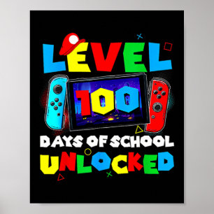 Level 100 Days Of School Unlocked Video Games Boys Poster