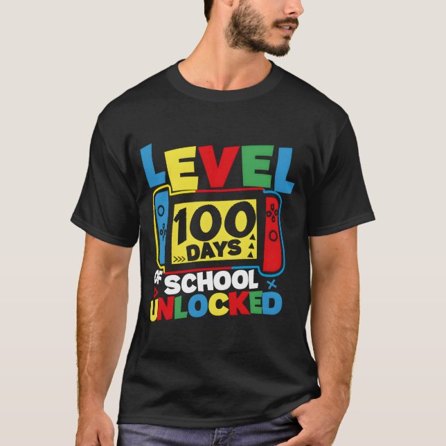 Level 100 Days of School Unlocked Video Games Game T-Shirt (Front)