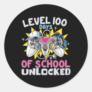 Level 100 Days Of School Unlocked Video Games Love Classic Round Sticker