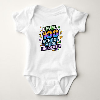 Level 100 School Mode Unlocked 100th Day of School Baby Bodysuit