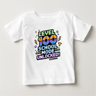 Level 100 School Mode Unlocked 100th Day of School Baby T-Shirt