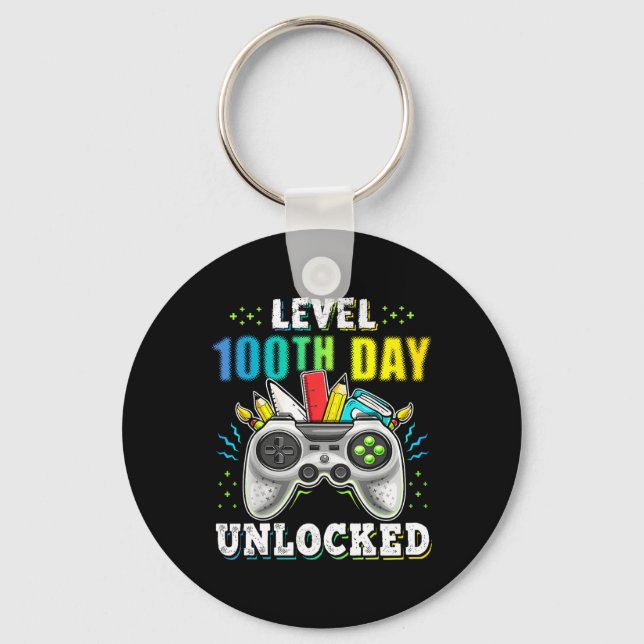 Level 100th Day Of School Unlocked Videos Game Fun Key Ring (Front)