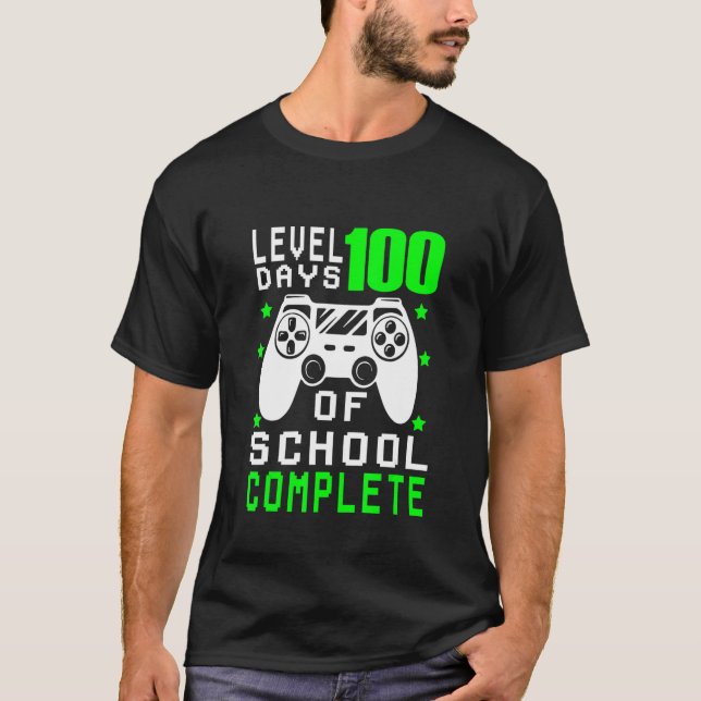 Level 100th Day Unlocked Gamepad Happy 100 Days of T-Shirt (Front)
