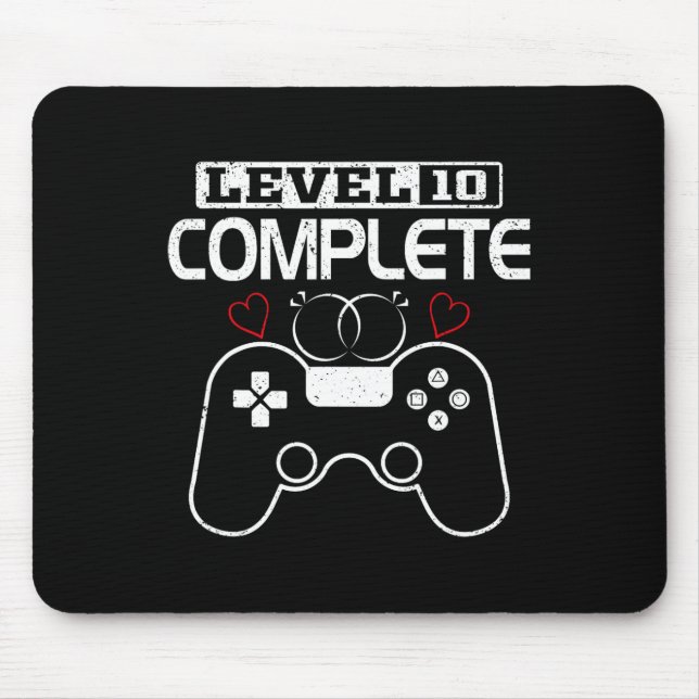 Level 10 Complete 10 Years Wedding Anniversary Vid Mouse Pad (Front)