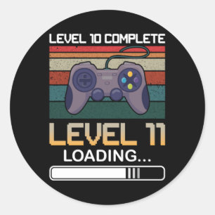 Level 10 Complete Level 11 Birthday Video Game Classic Round Sticker