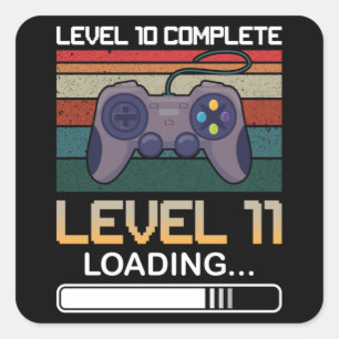 Level 10 Complete Level 11 Birthday Video Game Square Sticker