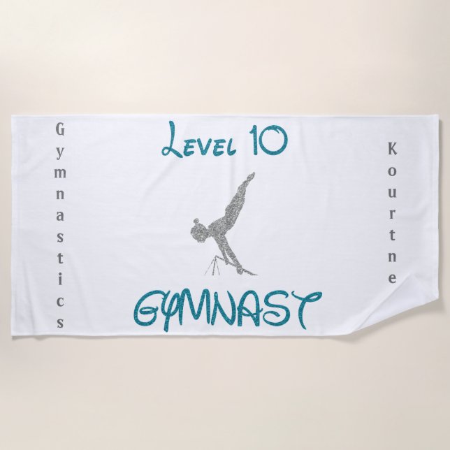 Level 10 Gymnast Beach Towel w / Her Name (Front)