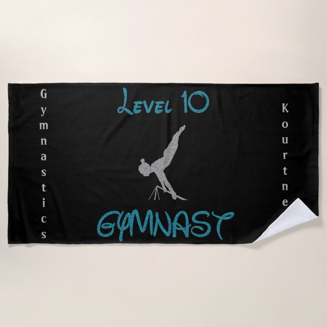 Level 10 Gymnast Beach Towel w / Her Name (Front)