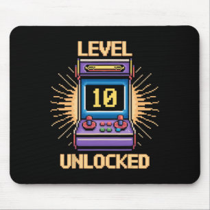 Level 10 Unlock Birthday Gamer 10 Year Old Video G Mouse Pad