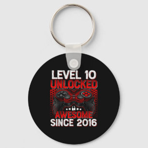 Level 10 Unlocked 10 Year Old Boys 10th Birthday B Key Ring