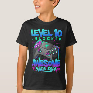 Level 10 Unlocked 10 Years Old Boy Birthday 10th B T-Shirt
