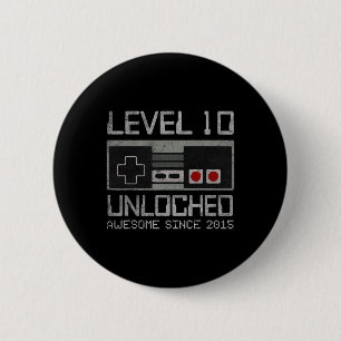 Level 10 Unlocked 10th Birthday 10 Year Old Video 6 Cm Round Badge