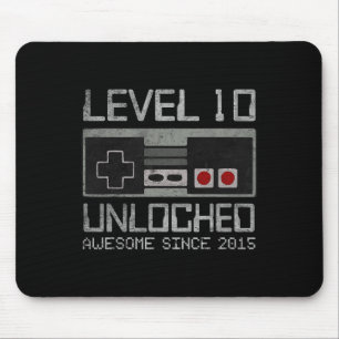 Level 10 Unlocked 10th Birthday 10 Year Old Video  Mouse Pad