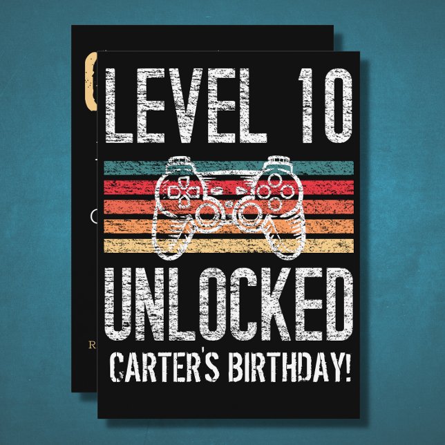 Level 10 Unlocked 10th Birthday Personalised Invitation (Creator Uploaded)