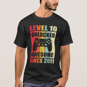 Level 10 Unlocked Awesome 2011 Video Game 10th Bir T-Shirt