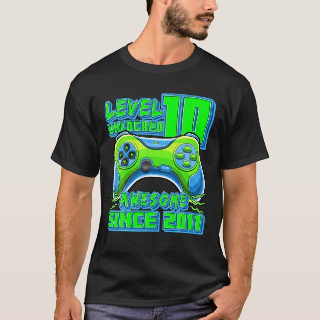 Level 10 Unlocked Awesome 2011 Video Game 10Th Bir T-Shirt (Front)