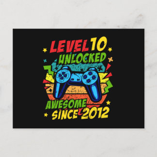Level 10 Unlocked Awesome 2012 Game 10th Birthday Postcard