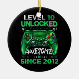 Level 10 Unlocked Awesome 2012 Video Game 10th Ceramic Ornament