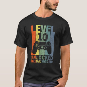 Level 10 Unlocked Awesome Since 2010 10 Birthday G T-Shirt
