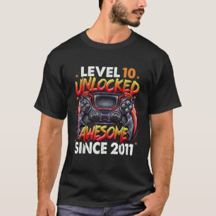 Level 10 Unlocked Awesome Since 2011 10th Birthday T-Shirt